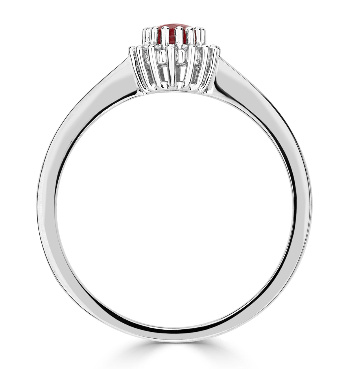 Ruby 6 x 4mm And Diamond 9K White Gold Ring A4435
